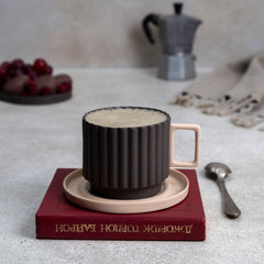 Zeep Naturals | Lydia Collection Modern Ribbed Coffee/Tea Cup with Saucer | Zeep Naturals brings you handcrafted soaps, organic cotton towels, and artisan kitchen essentials — all inspired by nature. Discover simple, sustainable living with products designed to soothe your senses and your home.