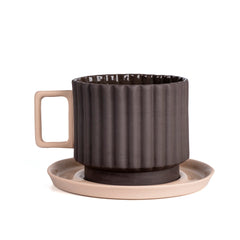 Zeep Naturals | Lydia Collection Modern Ribbed Coffee/Tea Cup with Saucer | Zeep Naturals brings you handcrafted soaps, organic cotton towels, and artisan kitchen essentials — all inspired by nature. Discover simple, sustainable living with products designed to soothe your senses and your home.