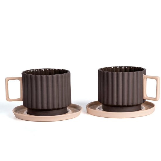 Zeep Naturals | Lydia Collection Modern Ribbed Coffee/Tea Cup with Saucer | Zeep Naturals brings you handcrafted soaps, organic cotton towels, and artisan kitchen essentials — all inspired by nature. Discover simple, sustainable living with products designed to soothe your senses and your home.
