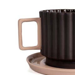 Zeep Naturals | Lydia Collection Modern Ribbed Coffee/Tea Cup with Saucer | Zeep Naturals brings you handcrafted soaps, organic cotton towels, and artisan kitchen essentials — all inspired by nature. Discover simple, sustainable living with products designed to soothe your senses and your home.