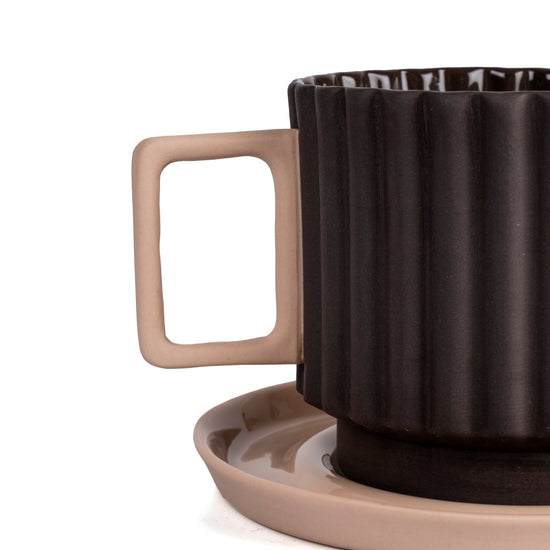 Zeep Naturals | Lydia Collection Modern Ribbed Coffee/Tea Cup with Saucer | Zeep Naturals brings you handcrafted soaps, organic cotton towels, and artisan kitchen essentials — all inspired by nature. Discover simple, sustainable living with products designed to soothe your senses and your home.
