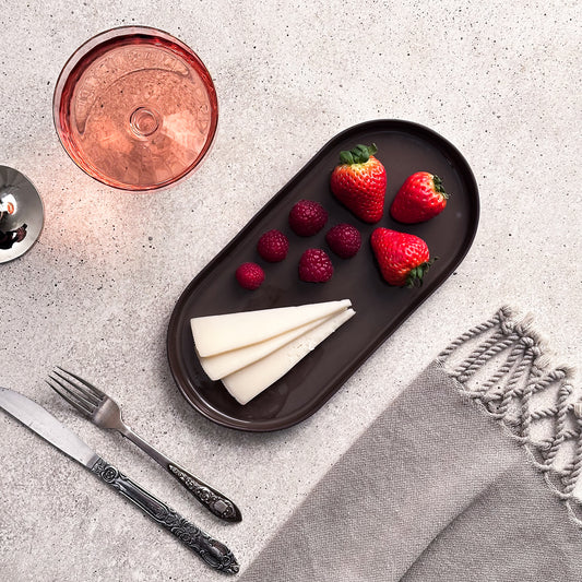 Zeep Naturals | Lydia Collection Oval Serving Plate Smoke | Zeep Naturals brings you handcrafted soaps, organic cotton towels, and artisan kitchen essentials — all inspired by nature. Discover simple, sustainable living with products designed to soothe your senses and your home.