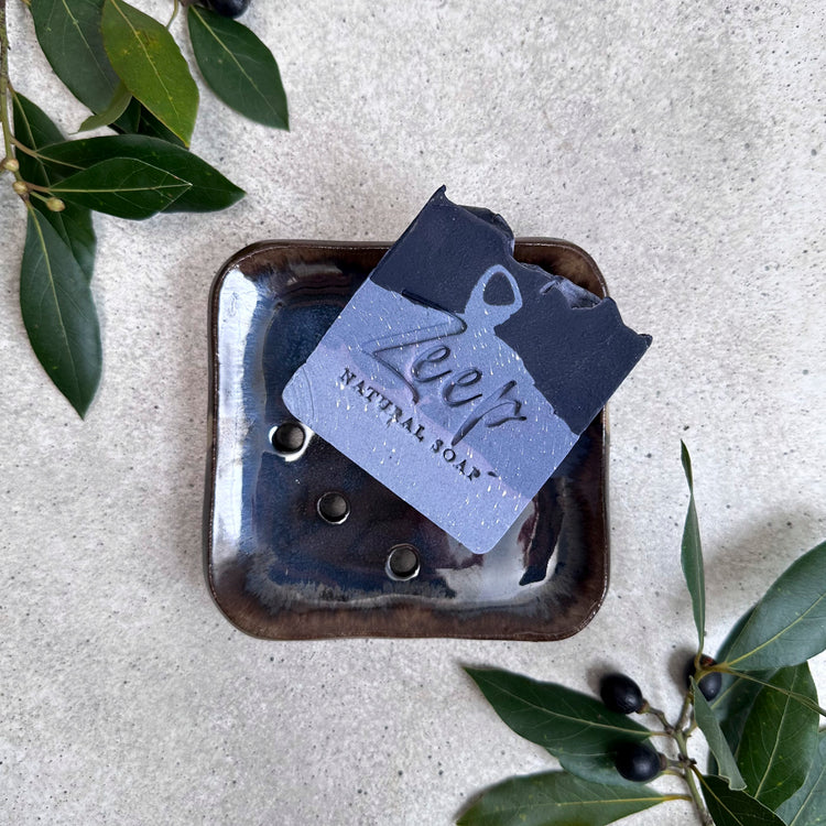 Zeep Naturals | Aegean Collection Ceramic Soap Coaster Black Brown | Zeep Naturals brings you handcrafted soaps, organic cotton towels, and artisan kitchen essentials — all inspired by nature. Discover simple, sustainable living with products designed to soothe your senses and your home.
