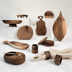 Zeep Naturals | Carya Collection Amorphous Walnut Curved Serving & Presentation Board | Zeep Naturals brings you handcrafted soaps, organic cotton towels, and artisan kitchen essentials — all inspired by nature. Discover simple, sustainable living with products designed to soothe your senses and your home.