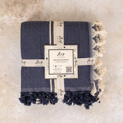 Zeep Naturals | Quiet Loom Vinora Blankets Indigo Night | Zeep Naturals brings you handcrafted soaps, organic cotton towels, and artisan kitchen essentials — all inspired by nature. Discover simple, sustainable living with products designed to soothe your senses and your home.
