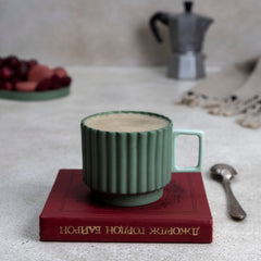 Zeep Naturals | Lydia Collection Modern Ribbed Coffee/Tea Cup Sage Fern | Zeep Naturals brings you handcrafted soaps, organic cotton towels, and artisan kitchen essentials — all inspired by nature. Discover simple, sustainable living with products designed to soothe your senses and your home.