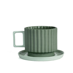Zeep Naturals | Lydia Collection Modern Ribbed Coffee/Tea Cup with Saucer | Zeep Naturals brings you handcrafted soaps, organic cotton towels, and artisan kitchen essentials — all inspired by nature. Discover simple, sustainable living with products designed to soothe your senses and your home.