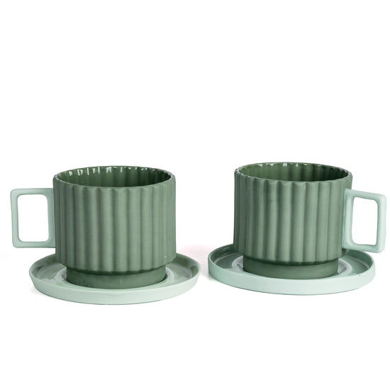 Zeep Naturals | Lydia Collection Modern Ribbed Coffee/Tea Cup with Saucer | Zeep Naturals brings you handcrafted soaps, organic cotton towels, and artisan kitchen essentials — all inspired by nature. Discover simple, sustainable living with products designed to soothe your senses and your home.