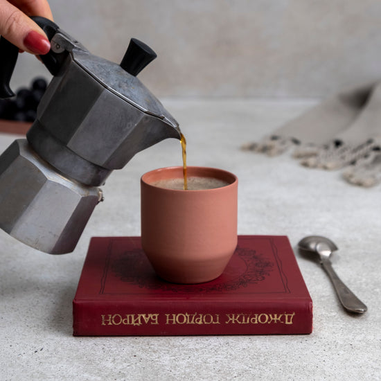 Zeep Naturals | Lydia Collection Modern Conic Espresso Cup Blush | Zeep Naturals brings you handcrafted soaps, organic cotton towels, and artisan kitchen essentials — all inspired by nature. Discover simple, sustainable living with products designed to soothe your senses and your home.