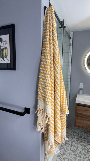 Zeep Naturals | Chickpea Towels Goldenrod Bath | Catskills-inspired artisan natural soaps, luxurious Turkish towels, bathrobes, throws, and bedding. Discover handmade coffee cups, milk dispensers, and olive wood kitchen utensils—crafted with care for your home