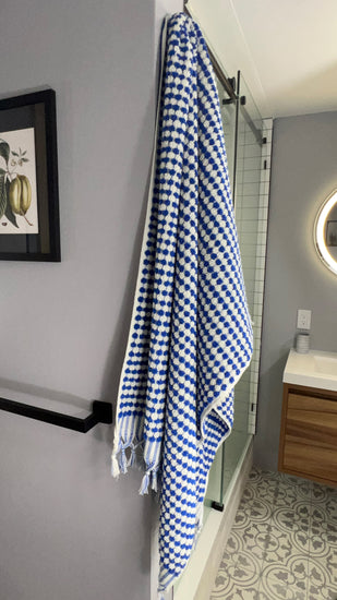 Zeep Naturals | Chickpea Towels Indigo Bath | Catskills-inspired artisan natural soaps, luxurious Turkish towels, bathrobes, throws, and bedding. Discover handmade coffee cups, milk dispensers, and olive wood kitchen utensils—crafted with care for your home