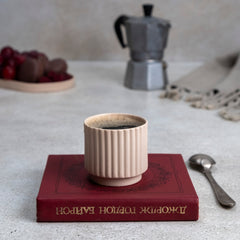 Zeep Naturals | Lydia Collection Modern Ribbed Espresso Cup | Zeep Naturals brings you handcrafted soaps, organic cotton towels, and artisan kitchen essentials — all inspired by nature. Discover simple, sustainable living with products designed to soothe your senses and your home.
