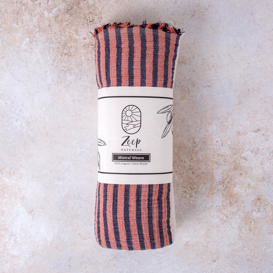 Zeep Naturals | Muslin Collection Mistral Weave Muslin Towels Harbor Stripe | Zeep Naturals brings you handcrafted soaps, organic cotton towels, and artisan kitchen essentials — all inspired by nature. Discover simple, sustainable living with products designed to soothe your senses and your home.