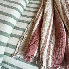Zeep Naturals | Muslin Cotton Bedspreads/Blankets Multi Stripe Terra-cotta | Zeep Naturals brings you handcrafted soaps, organic cotton towels, and artisan kitchen essentials — all inspired by nature. Discover simple, sustainable living with products designed to soothe your senses and your home.