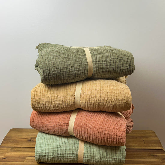 Zeep Naturals | Muslin Bedspreads/Blankets King Mint | Catskills-inspired artisan natural soaps, luxurious Turkish towels, bathrobes, throws, and bedding. Discover handmade coffee cups, milk dispensers, and olive wood kitchen utensils—crafted with care for your home