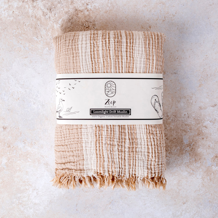 Zeep Naturals | Muslin Collection Loomlight Drift Muslin Towels Sand Dune Beige | Zeep Naturals brings you handcrafted soaps, organic cotton towels, and artisan kitchen essentials — all inspired by nature. Discover simple, sustainable living with products designed to soothe your senses and your home.