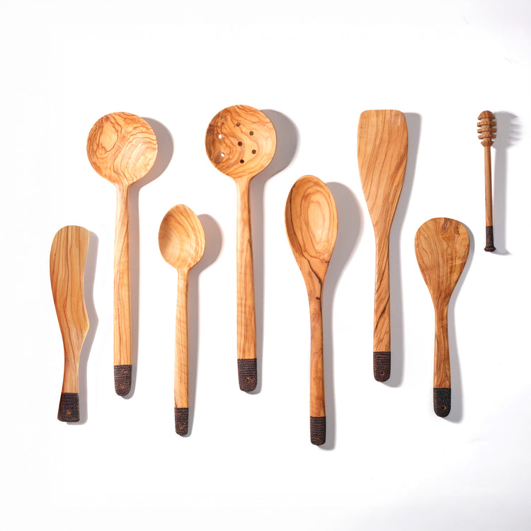 Olive Wood Ember Grain Dropform Spatula