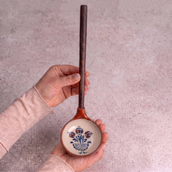 Zeep Naturals | Troy Collection Ceramic Ladle with Wooden Handle | Zeep Naturals brings you handcrafted soaps, organic cotton towels, and artisan kitchen essentials — all inspired by nature. Discover simple, sustainable living with products designed to soothe your senses and your home.