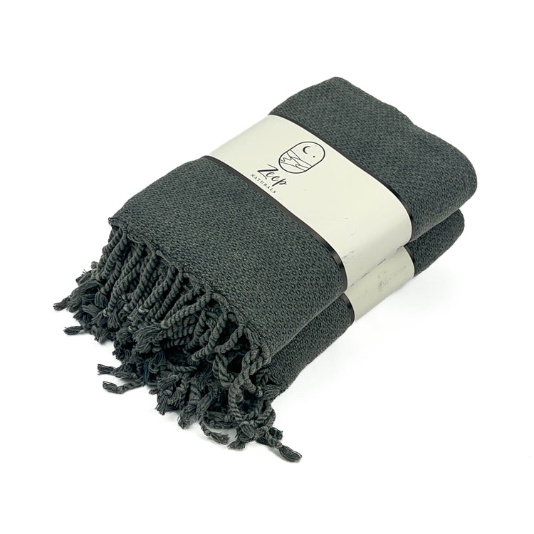 Zeep Naturals | Reflection Towels Anthracite | Catskills-inspired artisan natural soaps, luxurious Turkish towels, bathrobes, throws, and bedding. Discover handmade coffee cups, milk dispensers, and olive wood kitchen utensils—crafted with care for your home