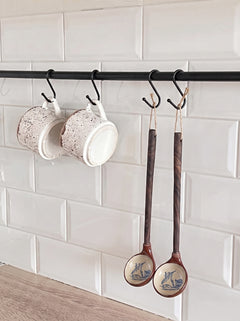 Zeep Naturals | Troy Collection Ceramic Ladle with Wooden Handle | Zeep Naturals brings you handcrafted soaps, organic cotton towels, and artisan kitchen essentials — all inspired by nature. Discover simple, sustainable living with products designed to soothe your senses and your home.