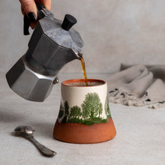 Zeep Naturals | Assos Collection Thumb Pressed Coffee/Tea Cup Forest | Zeep Naturals brings you handcrafted soaps, organic cotton towels, and artisan kitchen essentials — all inspired by nature. Discover simple, sustainable living with products designed to soothe your senses and your home.