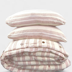 Zeep Naturals | Thin Striped Muslin Duvet/Comforter Sets Terra-cotta | Zeep Naturals brings you handcrafted soaps, organic cotton towels, and artisan kitchen essentials — all inspired by nature. Discover simple, sustainable living with products designed to soothe your senses and your home.