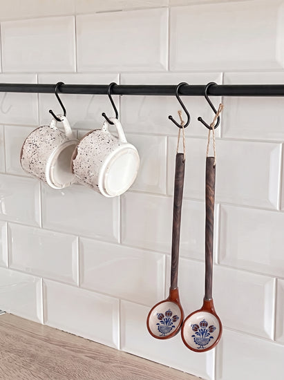 Zeep Naturals | Troy Collection Ceramic Ladle with Wooden Handle | Zeep Naturals brings you handcrafted soaps, organic cotton towels, and artisan kitchen essentials — all inspired by nature. Discover simple, sustainable living with products designed to soothe your senses and your home.