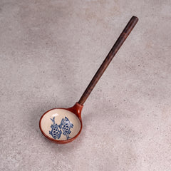 Zeep Naturals | Troy Collection Ceramic Ladle with Wooden Handle Twin fish | Zeep Naturals brings you handcrafted soaps, organic cotton towels, and artisan kitchen essentials — all inspired by nature. Discover simple, sustainable living with products designed to soothe your senses and your home.