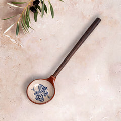 Zeep Naturals | Troy Collection Ceramic Ladle with Wooden Handle | Zeep Naturals brings you handcrafted soaps, organic cotton towels, and artisan kitchen essentials — all inspired by nature. Discover simple, sustainable living with products designed to soothe your senses and your home.