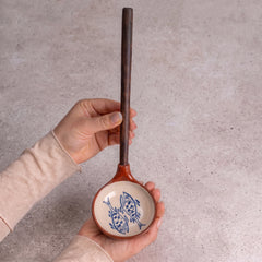 Zeep Naturals | Troy Collection Ceramic Ladle with Wooden Handle | Zeep Naturals brings you handcrafted soaps, organic cotton towels, and artisan kitchen essentials — all inspired by nature. Discover simple, sustainable living with products designed to soothe your senses and your home.