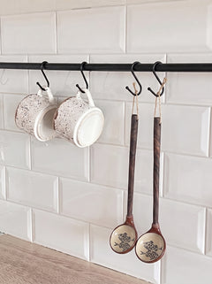 Zeep Naturals | Troy Collection Ceramic Ladle with Wooden Handle | Zeep Naturals brings you handcrafted soaps, organic cotton towels, and artisan kitchen essentials — all inspired by nature. Discover simple, sustainable living with products designed to soothe your senses and your home.