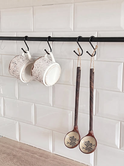 Zeep Naturals | Troy Collection Ceramic Ladle with Wooden Handle | Zeep Naturals brings you handcrafted soaps, organic cotton towels, and artisan kitchen essentials — all inspired by nature. Discover simple, sustainable living with products designed to soothe your senses and your home.