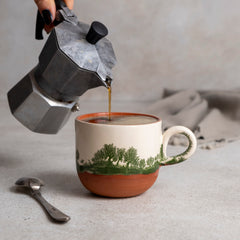 Zeep Naturals | Assos Collection Ceramic Coffee/Tea Cup with Handle Forest | Zeep Naturals brings you handcrafted soaps, organic cotton towels, and artisan kitchen essentials — all inspired by nature. Discover simple, sustainable living with products designed to soothe your senses and your home.
