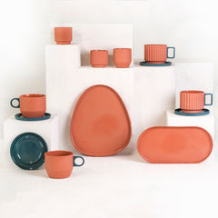 Zeep Naturals | Lydia Collection Modern Ribbed Coffee/Tea Cup with Saucer | Zeep Naturals brings you handcrafted soaps, organic cotton towels, and artisan kitchen essentials — all inspired by nature. Discover simple, sustainable living with products designed to soothe your senses and your home.