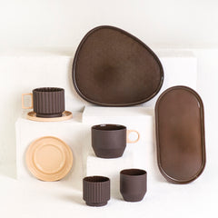 Zeep Naturals | Lydia Collection Modern Ribbed Coffee/Tea Cup with Saucer | Zeep Naturals brings you handcrafted soaps, organic cotton towels, and artisan kitchen essentials — all inspired by nature. Discover simple, sustainable living with products designed to soothe your senses and your home.