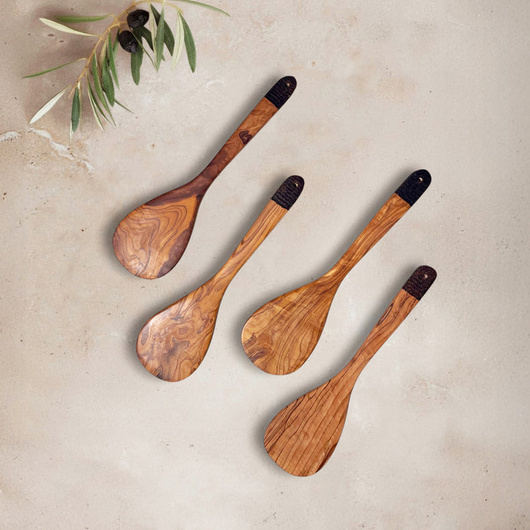 Olive Wood Ember Grain Dropform Spatula