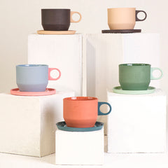Zeep Naturals | Lydia Collection Modern Conic Coffee/Tea Cup with Saucer | Zeep Naturals brings you handcrafted soaps, organic cotton towels, and artisan kitchen essentials — all inspired by nature. Discover simple, sustainable living with products designed to soothe your senses and your home.