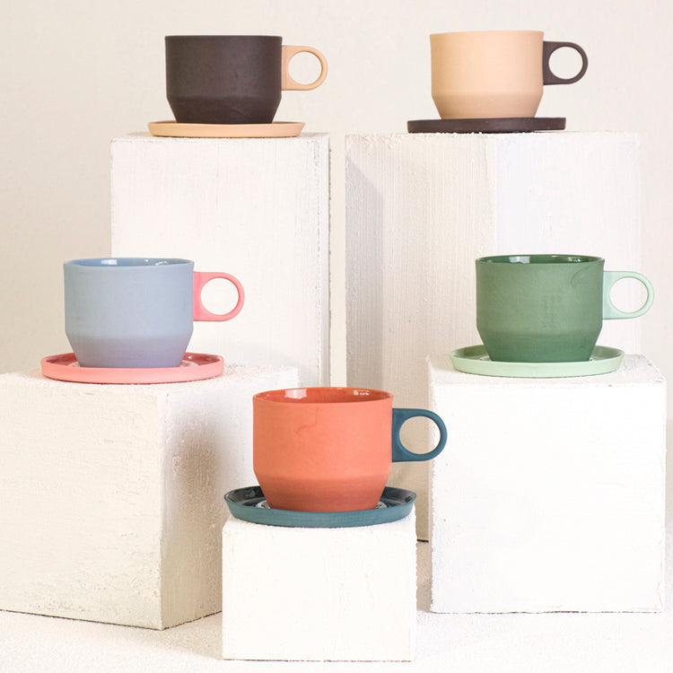 Zeep Naturals | Lydia Collection Modern Conic Coffee/Tea Cup with Saucer | Zeep Naturals brings you handcrafted soaps, organic cotton towels, and artisan kitchen essentials — all inspired by nature. Discover simple, sustainable living with products designed to soothe your senses and your home.