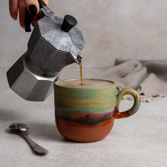 Zeep Naturals | Assos Collection Ceramic Coffee/Tea Cup with Handle Sunrise | Zeep Naturals brings you handcrafted soaps, organic cotton towels, and artisan kitchen essentials — all inspired by nature. Discover simple, sustainable living with products designed to soothe your senses and your home.