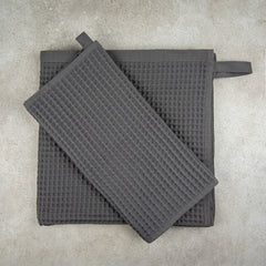Zeep Naturals | Olivara Waffle Towels Slate | Zeep Naturals brings you handcrafted soaps, organic cotton towels, and artisan kitchen essentials — all inspired by nature. Discover simple, sustainable living with products designed to soothe your senses and your home.
