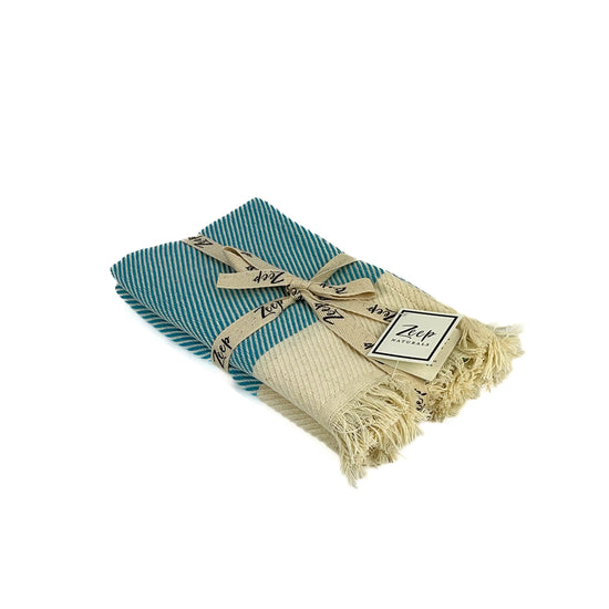 Zeep Naturals | Water-Path Towels Aqua Ocean Hand Towel (2 in a bundle) | Catskills-inspired artisan natural soaps, luxurious Turkish towels, bathrobes, throws, and bedding. Discover handmade coffee cups, milk dispensers, and olive wood kitchen utensils—crafted with care for your home