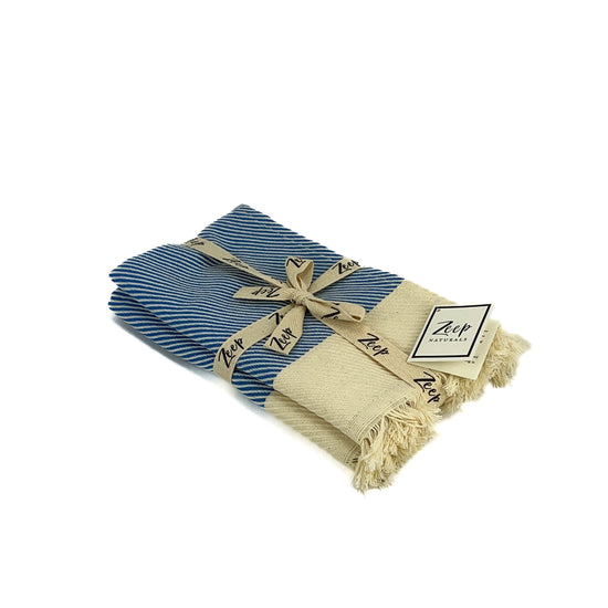 Zeep Naturals | Water-Path Towels Lapis Hand Towel (2 in a bundle) | Catskills-inspired artisan natural soaps, luxurious Turkish towels, bathrobes, throws, and bedding. Discover handmade coffee cups, milk dispensers, and olive wood kitchen utensils—crafted with care for your home