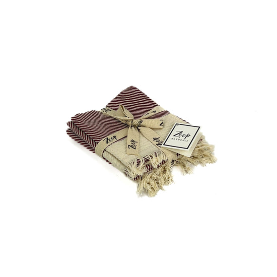 Zeep Naturals | Water-Path Towels Wine Red Wash Cloth Napkin (4 in a bundle) | Catskills-inspired artisan natural soaps, luxurious Turkish towels, bathrobes, throws, and bedding. Discover handmade coffee cups, milk dispensers, and olive wood kitchen utensils—crafted with care for your home