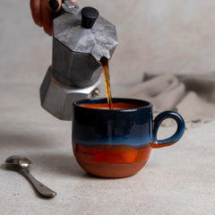 Zeep Naturals | Assos Collection Ceramic Coffee/Tea Cup with Handle Sunset | Zeep Naturals brings you handcrafted soaps, organic cotton towels, and artisan kitchen essentials — all inspired by nature. Discover simple, sustainable living with products designed to soothe your senses and your home.