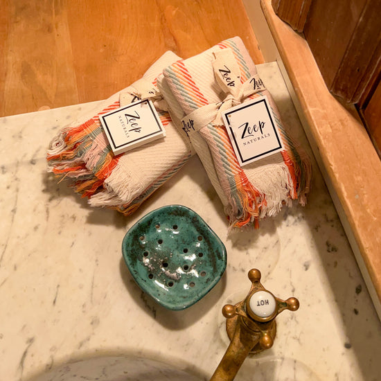 Zeep Naturals | Dardanelle Soap Coasters Emerald Silver | Catskills-inspired artisan natural soaps, luxurious Turkish towels, bathrobes, throws, and bedding. Discover handmade coffee cups, milk dispensers, and olive wood kitchen utensils—crafted with care for your home