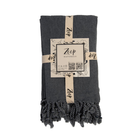 Zeep Naturals | Stone Washed Kitchen/Hand Towels (Set of 2) Anthracite | Catskills-inspired artisan natural soaps, luxurious Turkish towels, bathrobes, throws, and bedding. Discover handmade coffee cups, milk dispensers, and olive wood kitchen utensils—crafted with care for your home