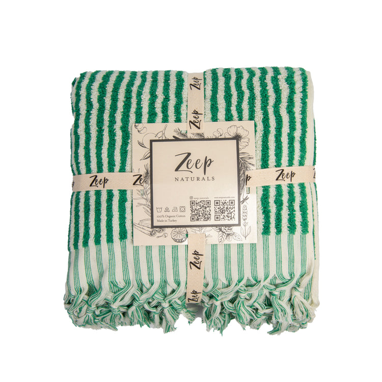 Zeep Naturals | Striped Towels Forest Bath | Catskills-inspired artisan natural soaps, luxurious Turkish towels, bathrobes, throws, and bedding. Discover handmade coffee cups, milk dispensers, and olive wood kitchen utensils—crafted with care for your home