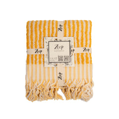 Zeep Naturals | Striped Towels Goldenrod Hand | Zeep Naturals brings you handcrafted soaps, organic cotton towels, and artisan kitchen essentials — all inspired by nature. Discover simple, sustainable living with products designed to soothe your senses and your home.