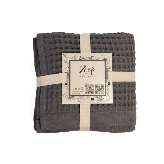 Zeep Naturals | Big Waffle Towels Slate | Catskills-inspired artisan natural soaps, luxurious Turkish towels, bathrobes, throws, and bedding. Discover handmade coffee cups, milk dispensers, and olive wood kitchen utensils—crafted with care for your home