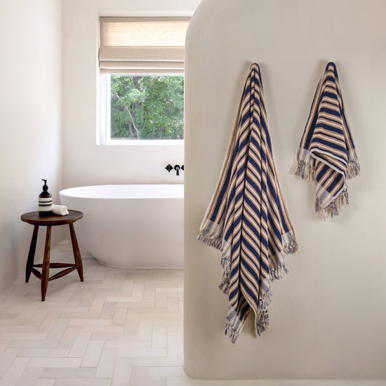 Zeep Naturals | Aegean Collection Striped Bath Towel | Zeep Naturals brings you handcrafted soaps, organic cotton towels, and artisan kitchen essentials — all inspired by nature. Discover simple, sustainable living with products designed to soothe your senses and your home.